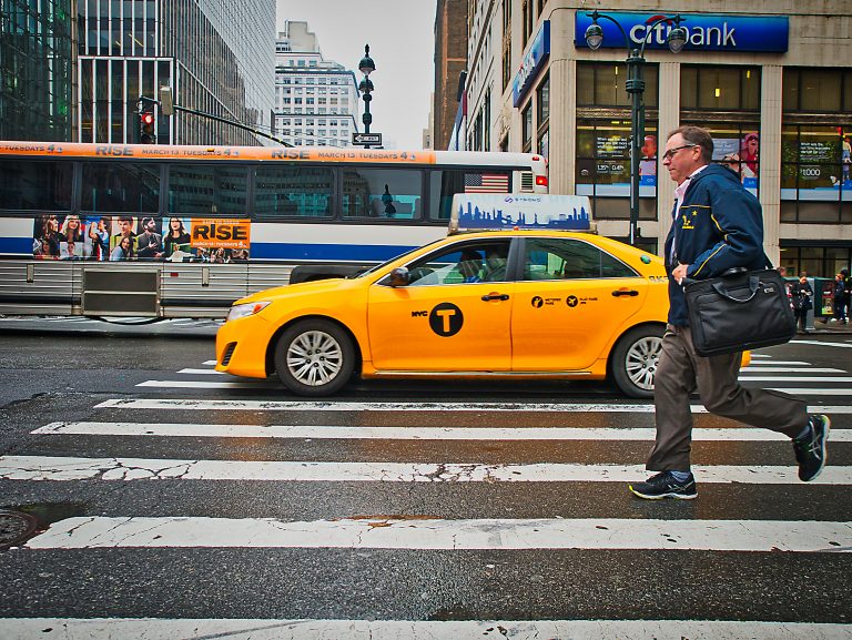 man in crosswalk