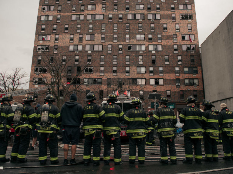 Deadliest Bronx Fire in a Generation: Firefighters at a Building