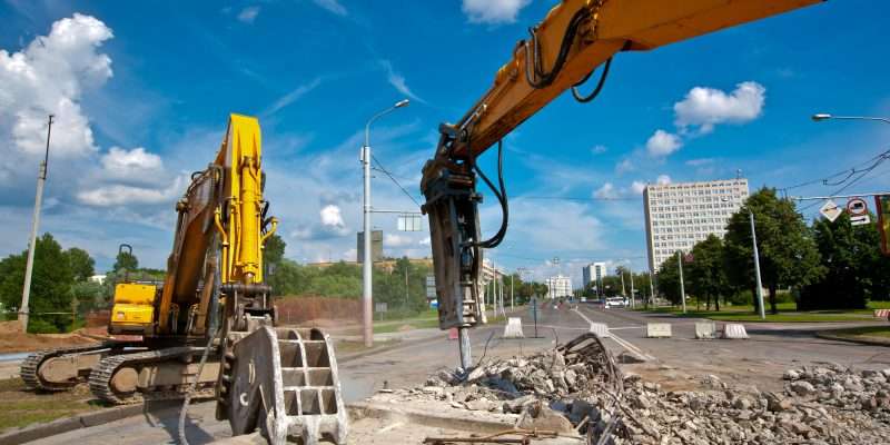 Construction site with cranes